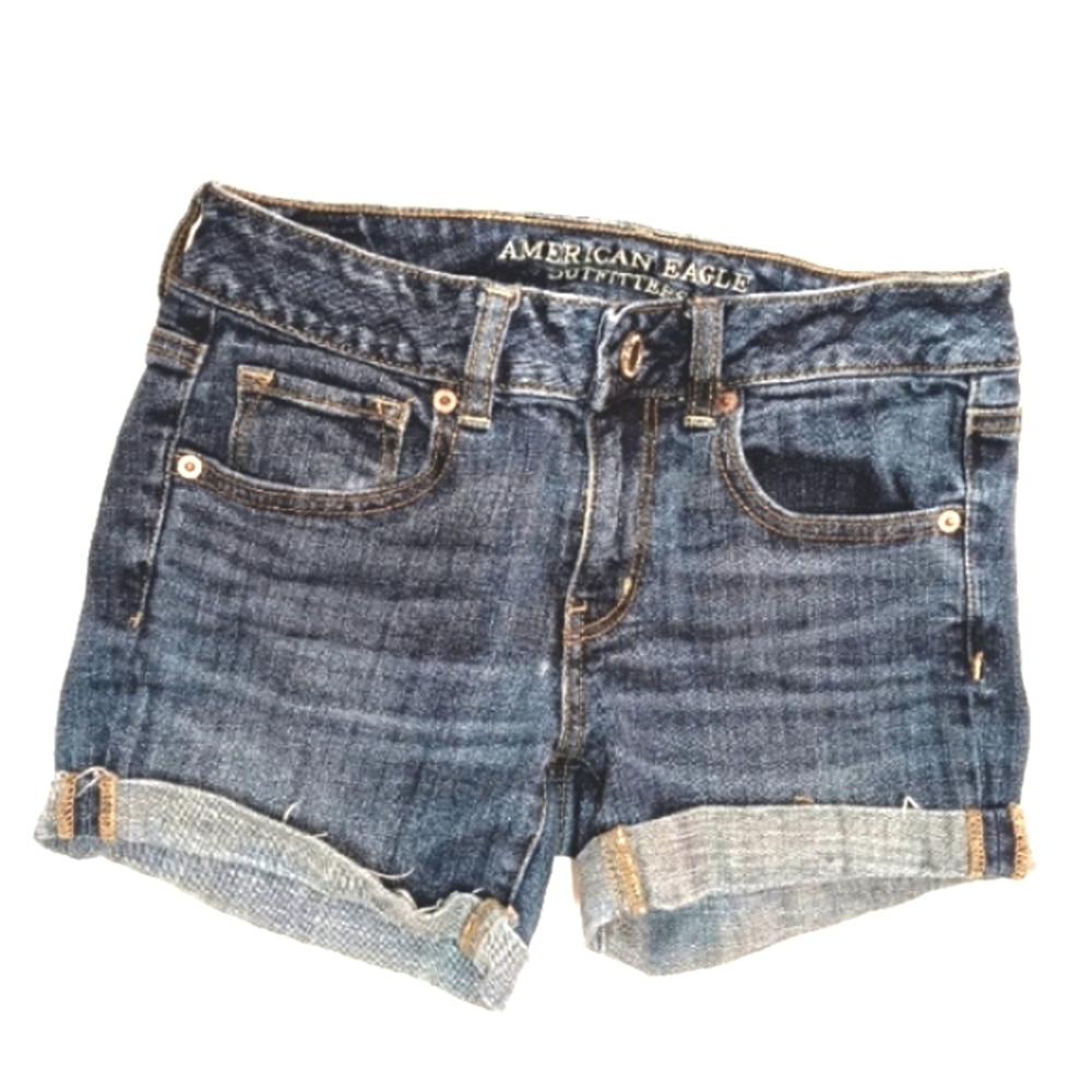 American Eagle Super Stretch Rolled Hem 5-Pocket Denim Jean Shorts Size 4
